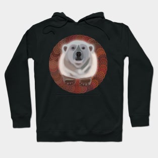 Polar Bear on circular pattern Hoodie